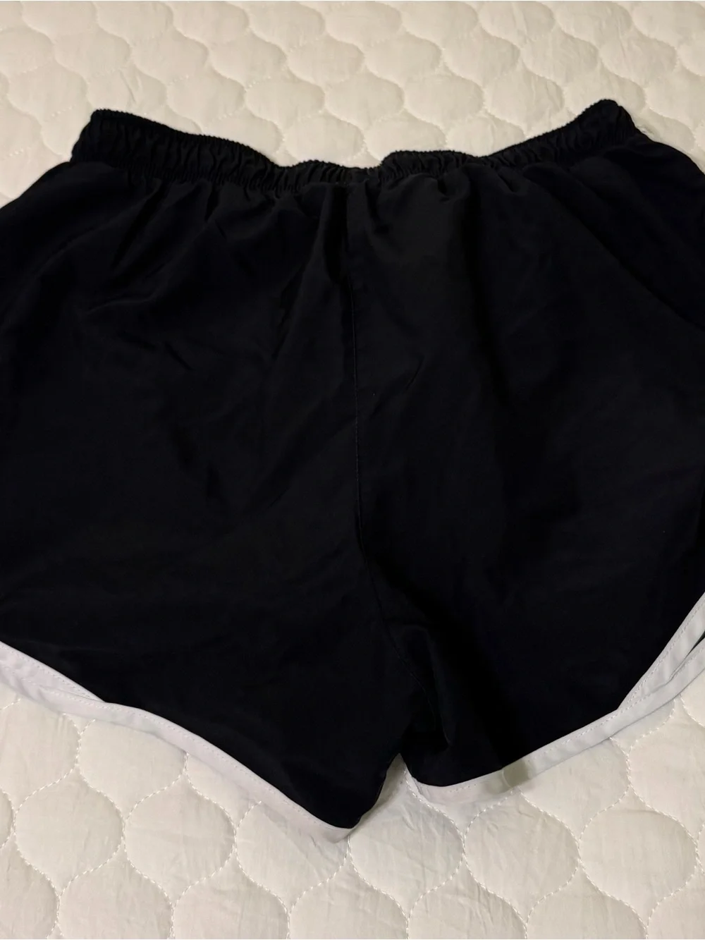 Nike Women’s Black Tempo Shorts with White Piping